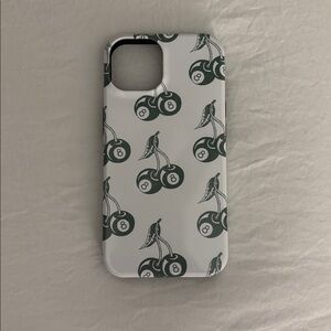 White and Green Cherry Pattern Phone Case